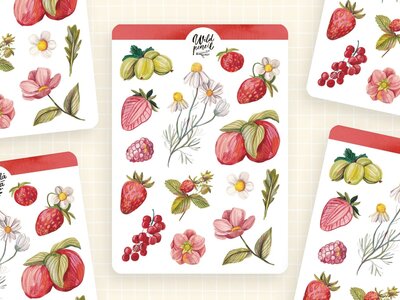Wild Pencil Studio Planner sticker sheet - Summer Meadow Red