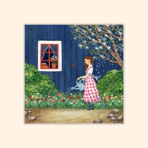 Asia Spettel 12x12 Postkarte - window of a small house
