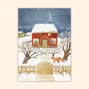 Asia Spettel A6 Postcard - Winter Cabin