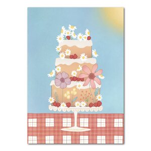 Studio Kvinna A6 Postcard - Strawberry cake with flowers - Swedish summer