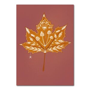 Studio Kvinna A6 Postcard - Autumn leaf with drawing