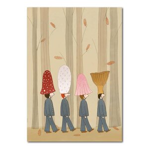 Studio Kvinna A6 Postcard - Mushroom parade