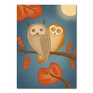 Studio Kvinna A6 Postcard - Little owls in autumn tree