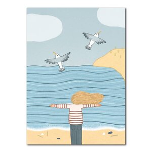 Studio Kvinna A6 Postcard - Getting a breath of fresh air on the beach