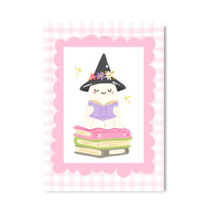 Postcard Only Happy Things | Ghost Reading Pink