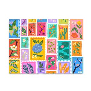 Postcard Only Happy Things | Flower Stamps