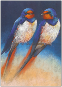 Postcard Loes Botman | Two swallows