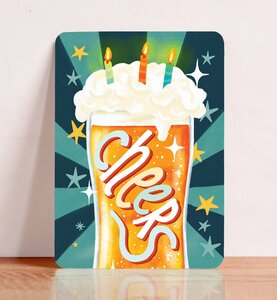Postcard Cheers Beer - Aniet Illustration