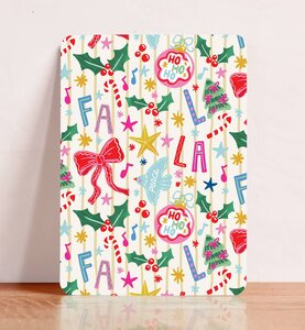 Postcard Fa La La Ornaments - Aniet Illustration
