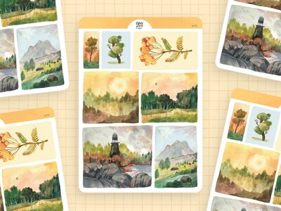 Wild Pencil Studio Planner sticker sheet - Morning Landscapes