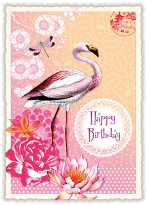 PK 481 Tausendschön Postcard | Happy Birthday Flamingo