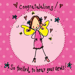 Juicy Lucy Designs Wenskaart - Congratulations! So thrilled to hear your news!