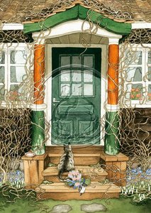 Inge Look Nr. 101 Ansichtkaart Garden | Kat bij een deur