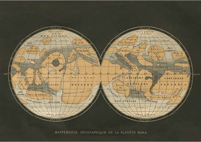 Postcard | Mappemonde Geographique de la Planete Mars, Terres du Ciel