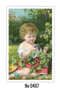 Oud Hollandse Postkaart | Jongen met druiven