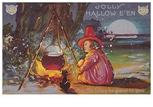 Victorian Halloween Postcard | A.N.B. - Jolly halloween