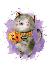 Postcard LittleLeftyLou | Halloween Cat