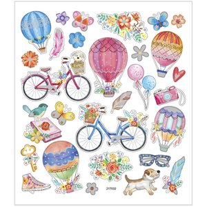 Seal Sticker with Glitter Foil | Bicycles and Hot Air Balloons