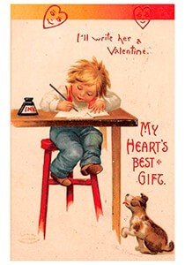 Victorian Valentine Postcard | A.N.B. - I'll write her a valentine