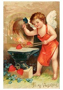 Victorian Valentine Postcard | A.N.B. - Engel maakt hartjes