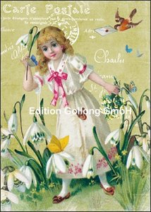 Carola Pabst Postcard | Girl with snowdrops