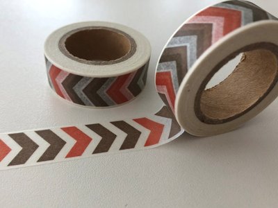 Washi Masking Tape | Brown/Red Chevron