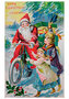Postcard | Kerstman op fiets met cadeaus