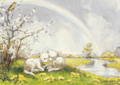 Postcard Molly Brett | Lambs and Rainbow