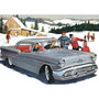 Postcard | Vintage Ad (1950s) Car winter scene