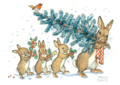 Postcard Molly Brett | A Rabbit Carrying A Christmas Tree 