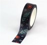 Washi Masking Tape | Black with Red Christmas Flowers and Snowflakes