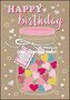 Shutterstock Dubbele Kaart | Happy Birthday (Glas met harten)