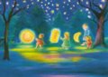 Postcard Dorothea Schmidt - lantern parade (three children)