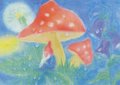 Postcard Dorothea Schmidt - Dwarf under a mushroom
