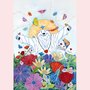 Postcard Ellen Uytewaal | Polar Bear between the flowers