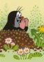 Postcard Krtek - Der kleine Maulwurf - the little mole looks out of molehills