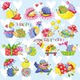 Nina Chen Postcard | Happy Birthday (Colourful Hedgehogs)