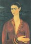 Postcard Frida Kahlo - self portrait with velvet dress