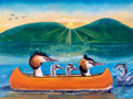 Postcard grebes in a canoe - by Bianca Nikerk