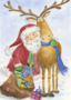 Postcard | Santa Claus with moose