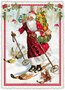 PK 1048 Tausendschön Postcard | Santa Claus on skis