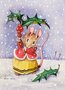 Postcard Racey Helps | Mouse With Holly Umbrella