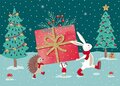 Katrin Lorenz Postcard | Animals carrying present