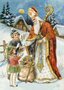 Postcard | Sinterklaas geeft cadeautjes weg aan twee kinderen