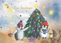 Postcard Kerst met de Pinguins - Romyillustrations