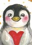 Postcard Pinguin met Hart - Romyillustrations