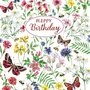 Kerstin Heß Postcard | Happy Birthday (bloemen, vlinders)