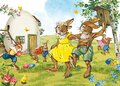 Carola Pabst Postcard | Dancing Easter Bunnies