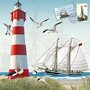 Barbara Behr - Auguri Postcard | lighthouse and sailing ship