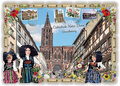 PK 8004 Barbara Behr Glitter Postcard | Strasbourg - Cathédrale Notre-Dame 2